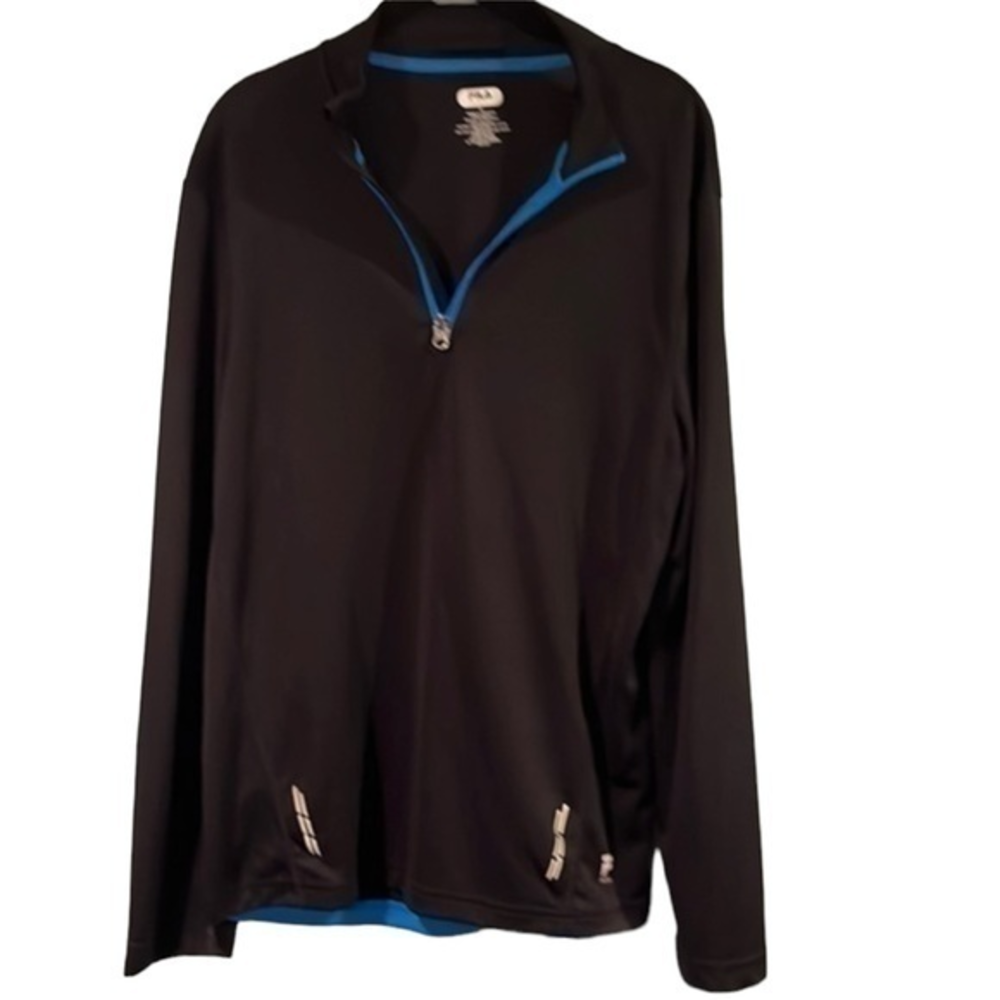 Fila Sport Mens Medium Black Quarter Zip Pullover Long Sleeve Performance‎ #11